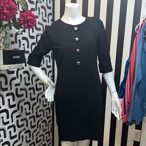 Taylor Black Dress with Gold Accents
